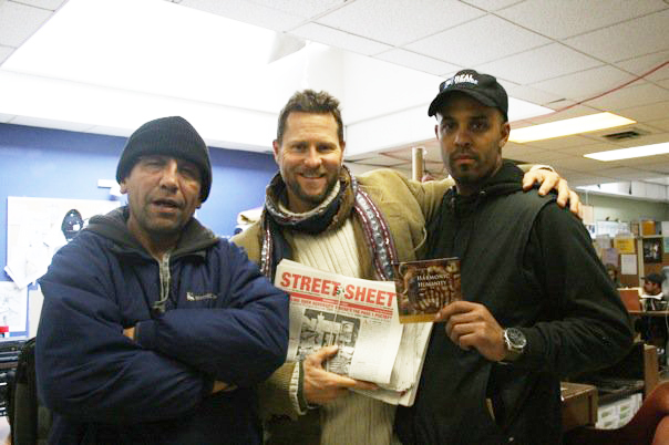 Aj & JJ & Rudy (vedor coordinator) at the Street Sheet office down town SF